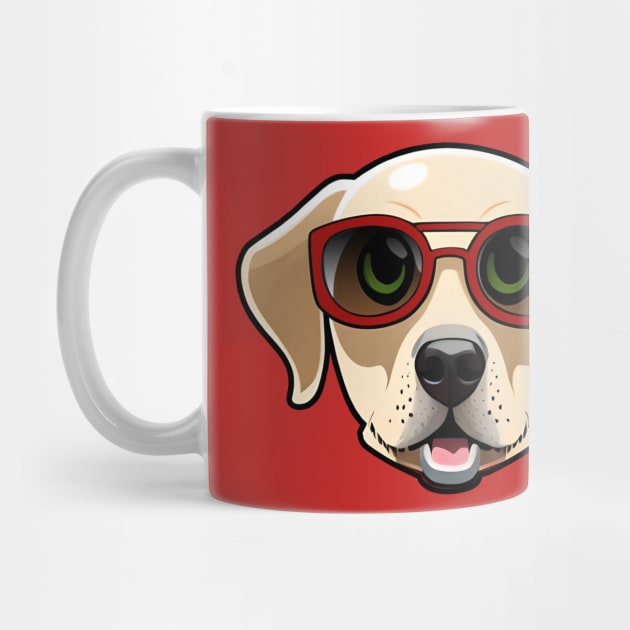 Golden Retriever Wearing Red Sunglasses Puppy by 4U2NV-LDN